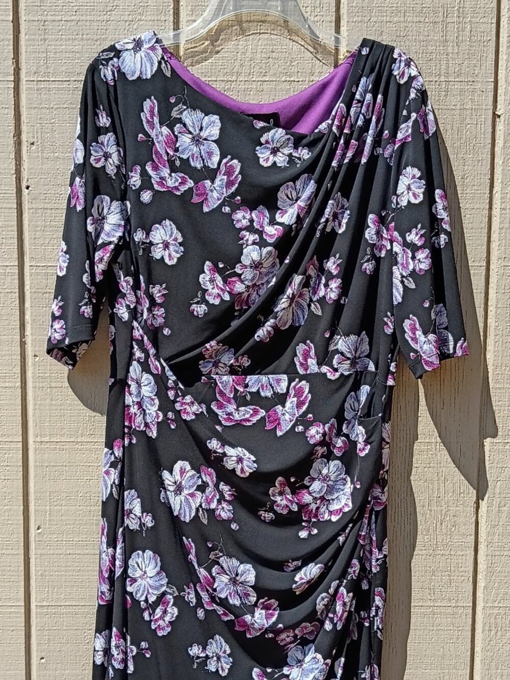 Connected Apparel Black Floral Dress, size 16